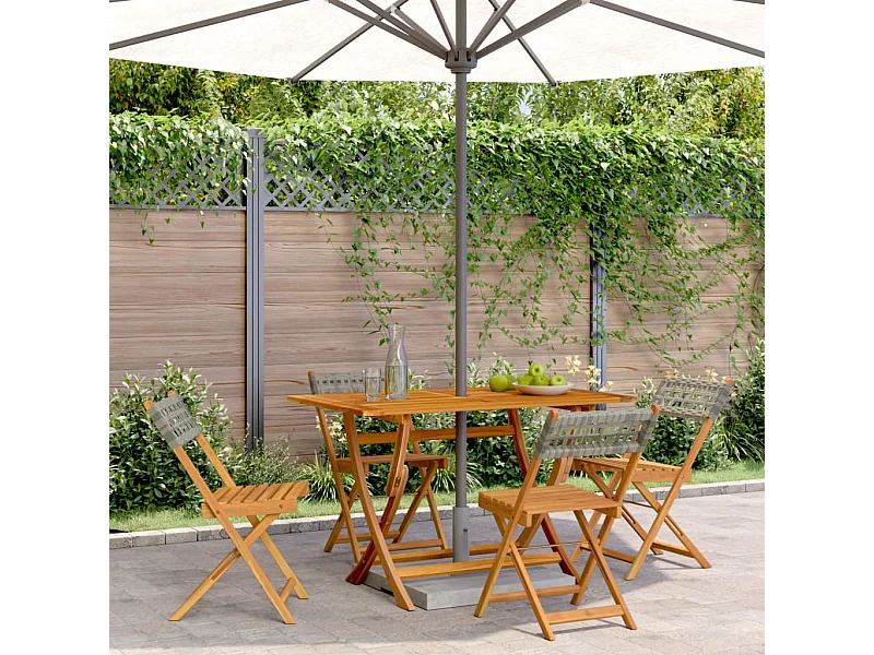 Klappbare Gartenstühle 4er Set grau Poly Rattan Massivholz