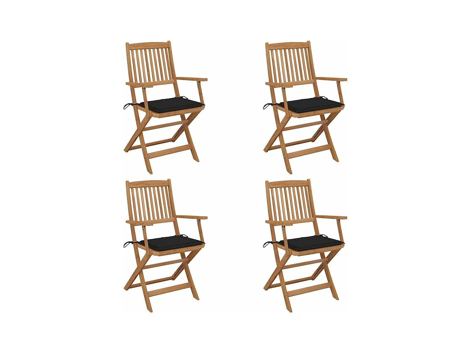 Klappbare Gartenstühle 4er Set mit Auflagen Akazienholz