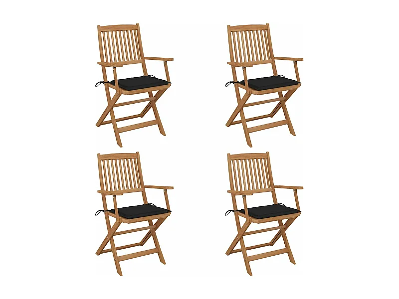 Opvouwbare tuinstoelen set van 4 met kussens Acacia hout