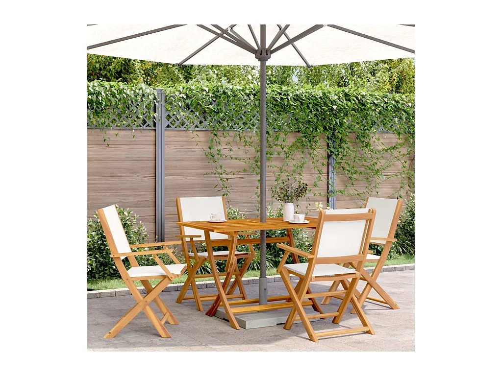 Chaises de jardin pliantes lot de 4 tissu et bois massif