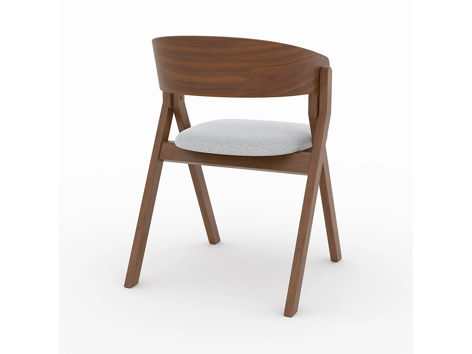 Chaise en bois d'hévéa et tissu gris clair - Héloïse