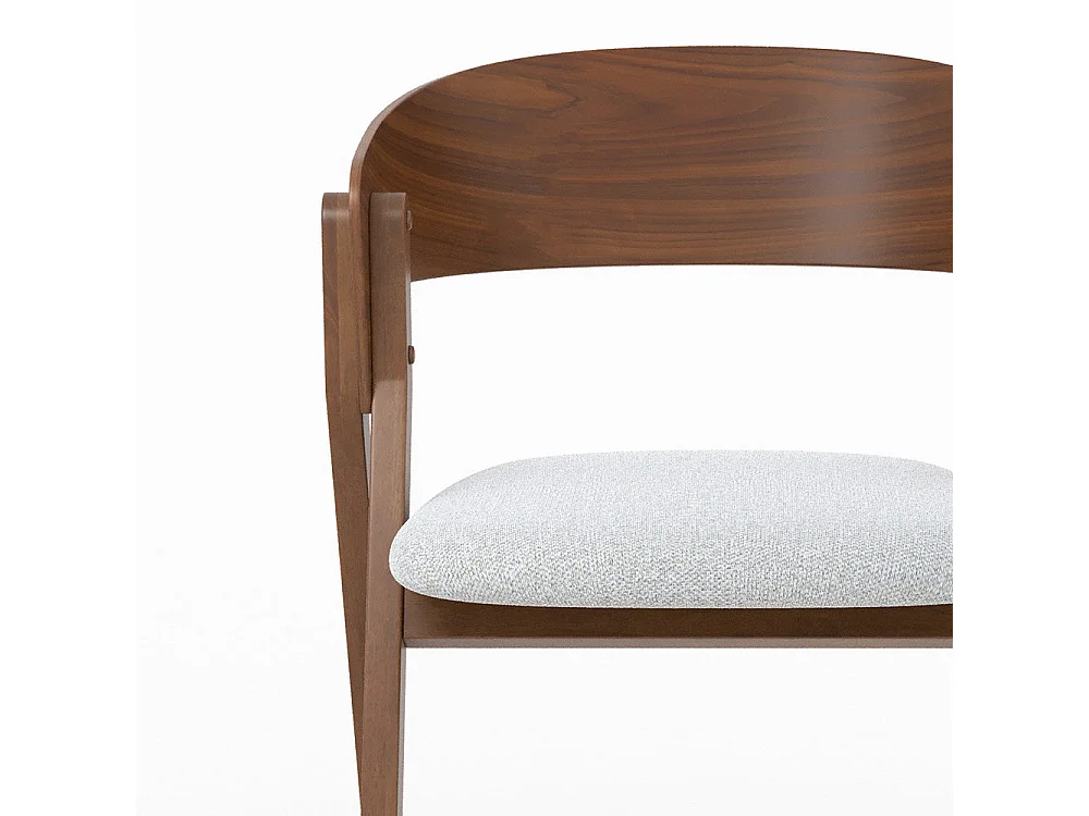 Chaise en bois d'hévéa et tissu gris clair - Héloïse