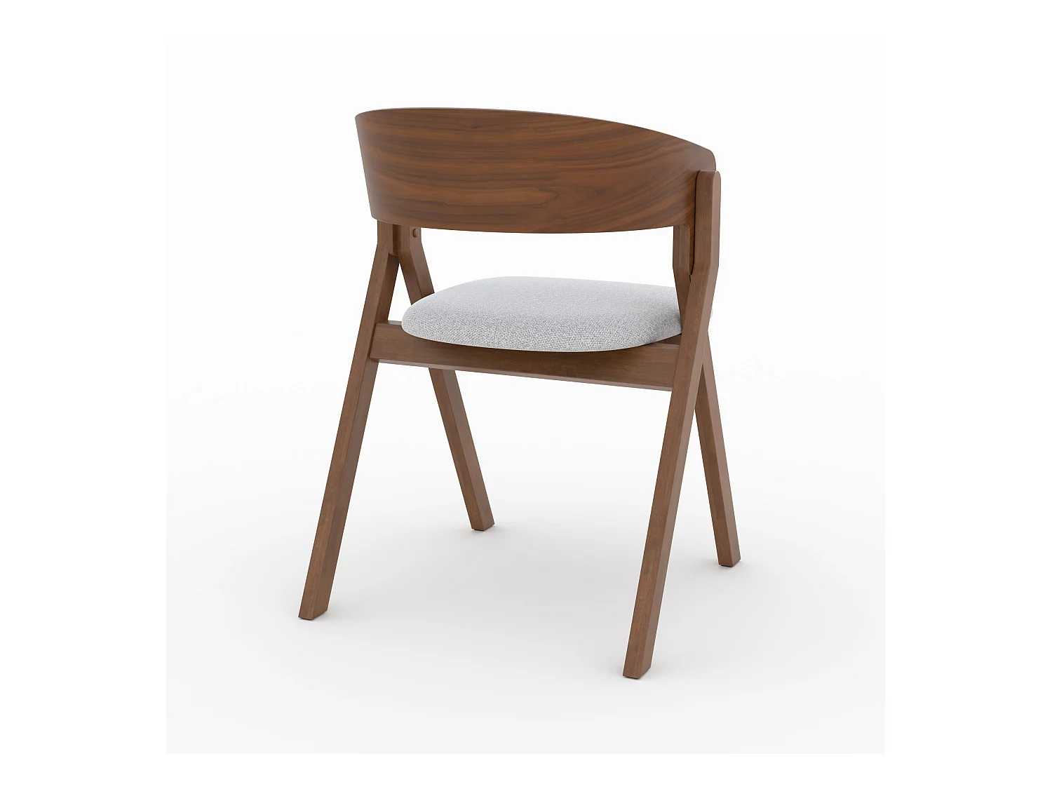 Chaise en bois d'hévéa et tissu gris clair - Héloïse