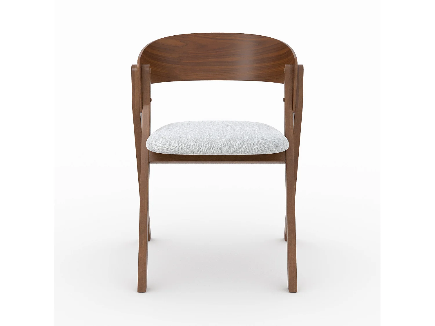 Chaise en bois d'hévéa et tissu gris clair - Héloïse