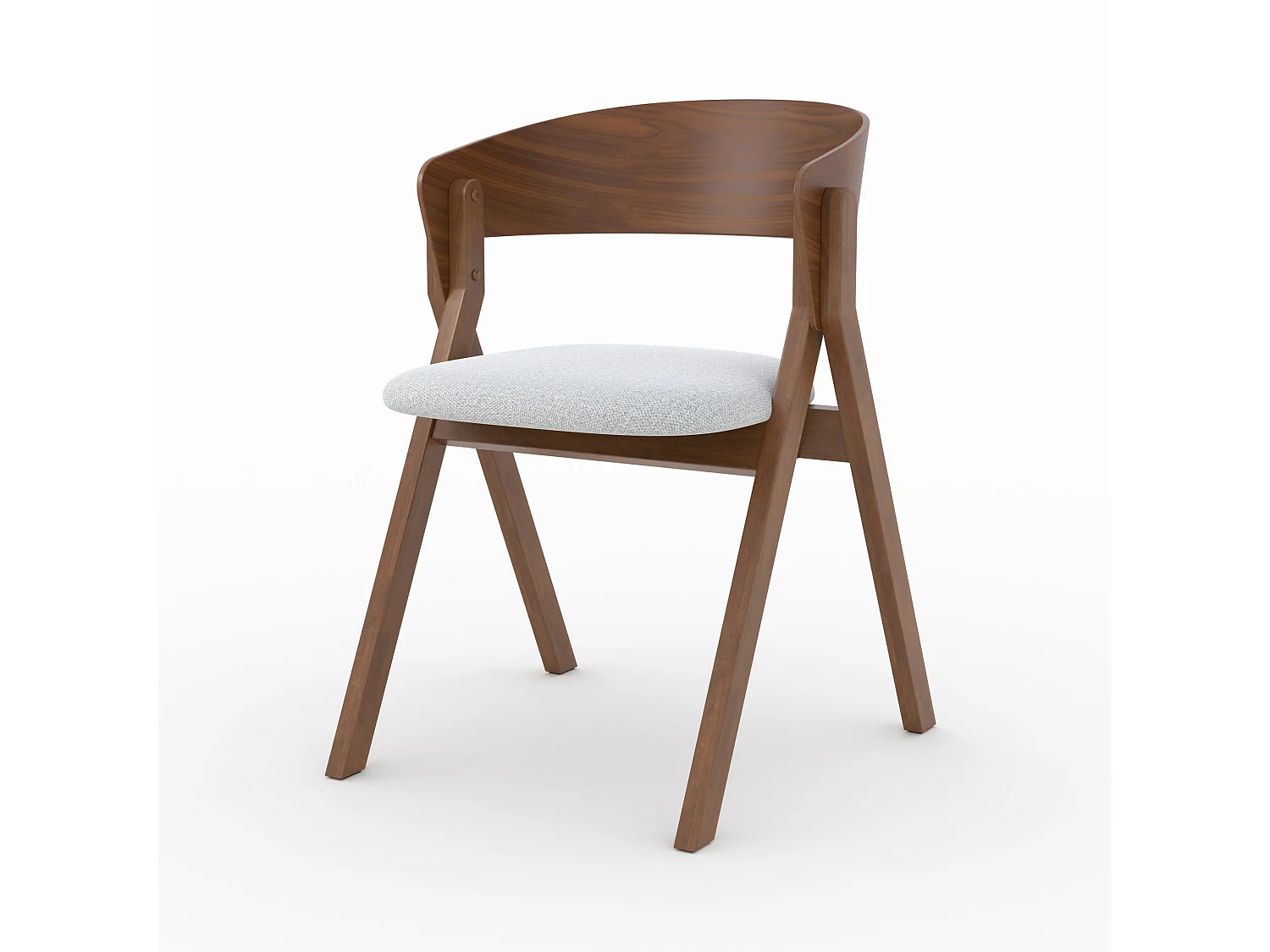 Chaise en bois d'hévéa et tissu gris clair - Héloïse