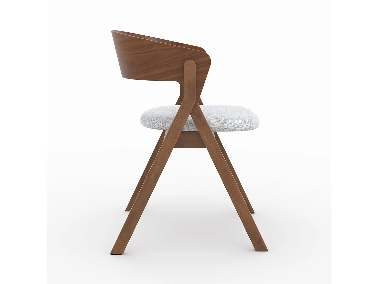 Chaise en bois d'hévéa et tissu gris clair - Héloïse