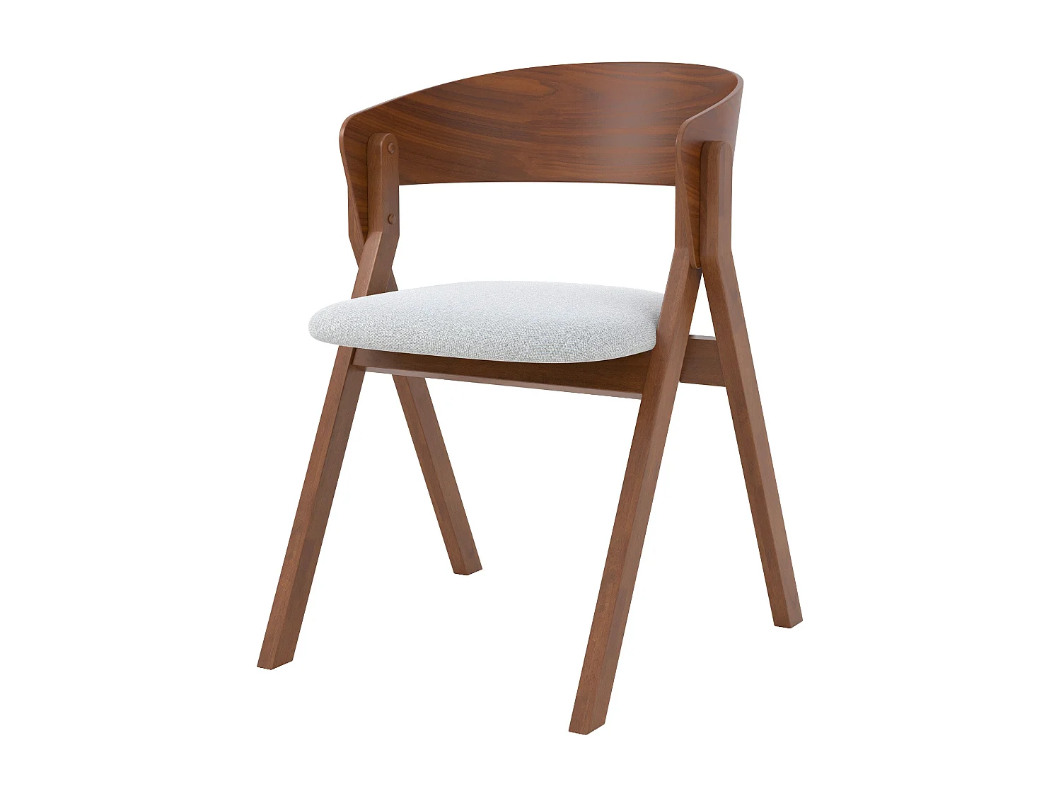 Chaise en bois d'hévéa et tissu gris clair - Héloïse