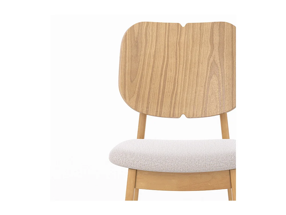 Lot de 2 chaises en bois clair et tissu beige - Clyde