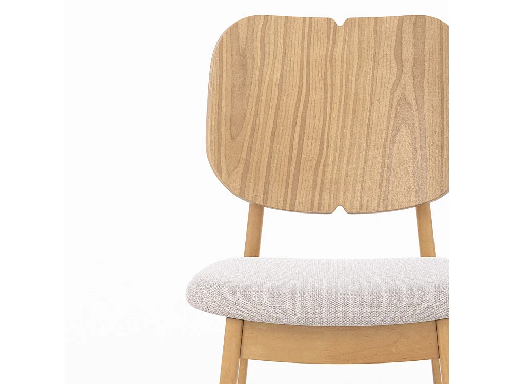 Lot de 2 chaises en bois clair et tissu beige - Clyde