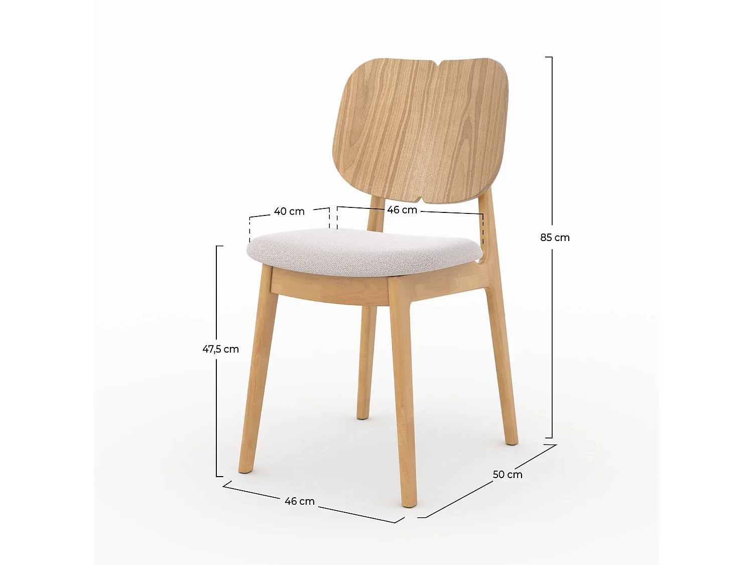 Lot de 2 chaises en bois clair et tissu beige - Clyde