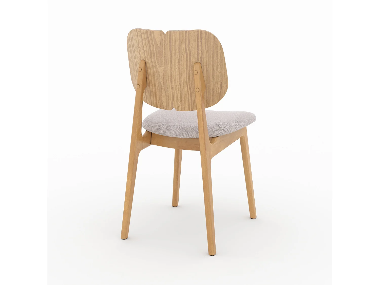 Lot de 2 chaises en bois clair et tissu beige - Clyde