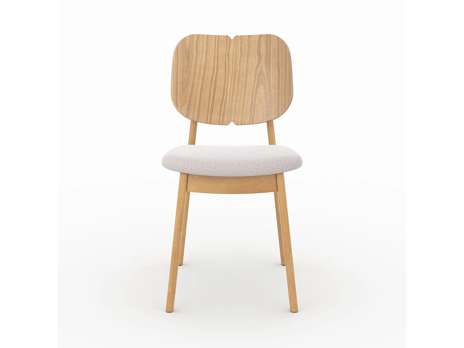 Lot de 2 chaises en bois clair et tissu beige - Clyde