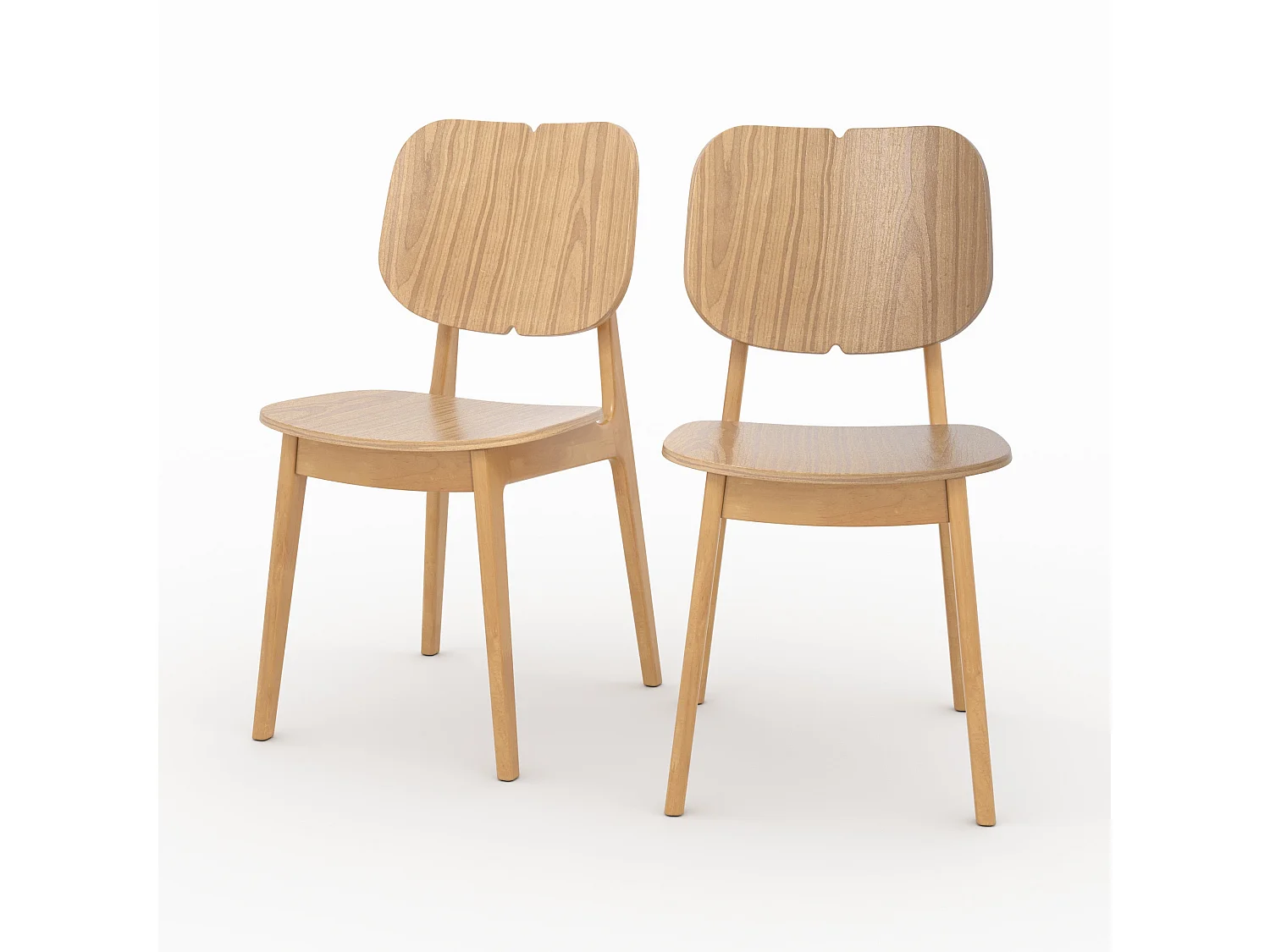 Lot de 2 chaises en bois clair - Clyde