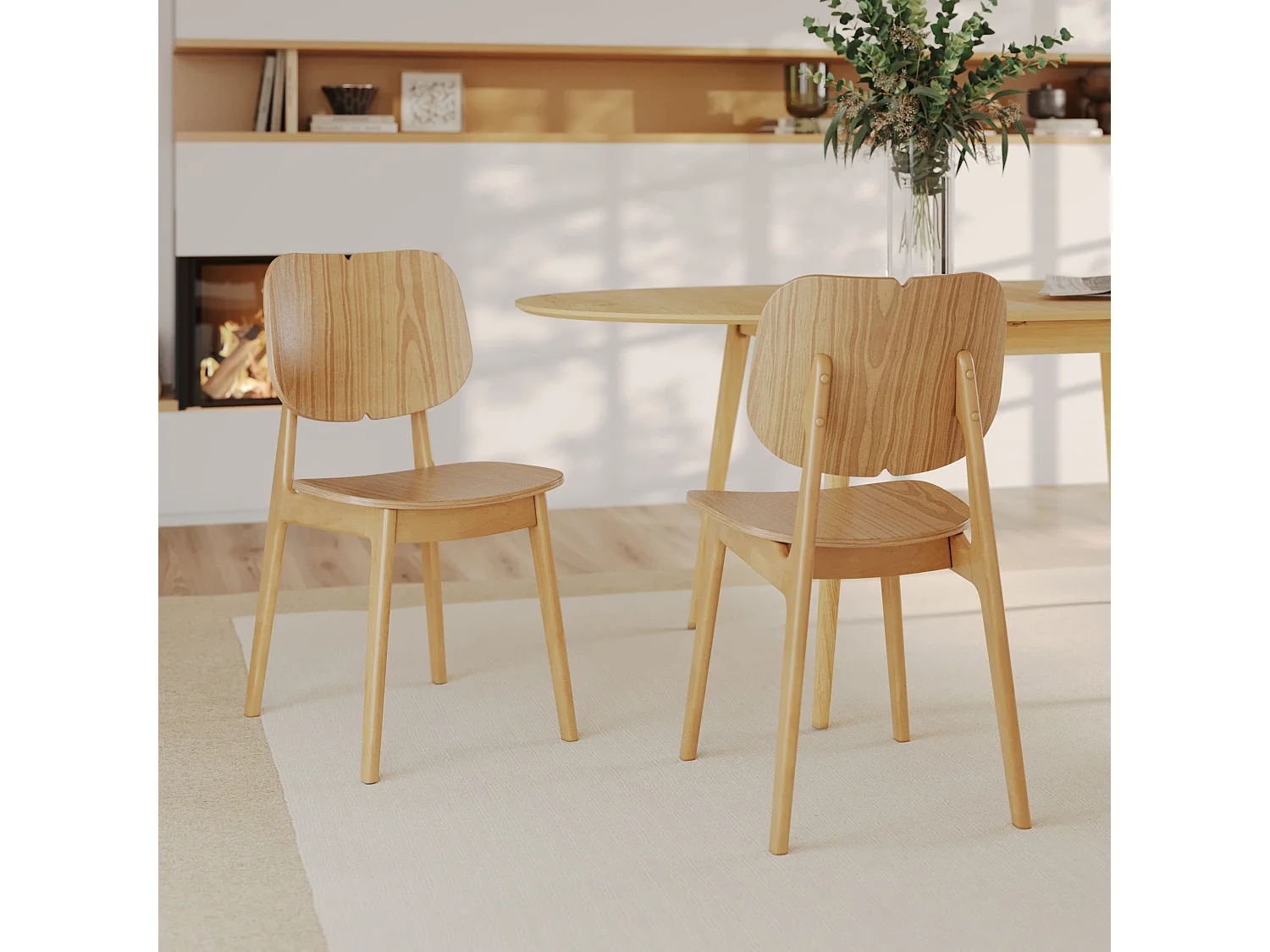 Lot de 2 chaises en bois clair - Clyde