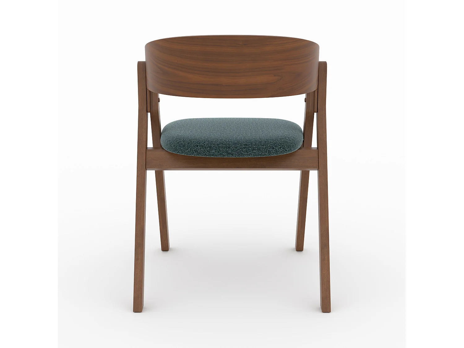 Chaise en bois d'hévéa et tissu vert chiné - Héloïse