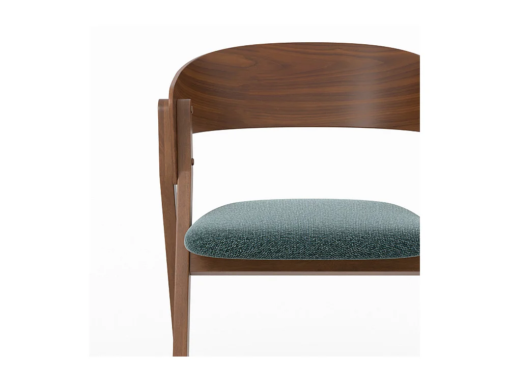 Silla de madera hevea y tela verde jaspeada - Héloïse