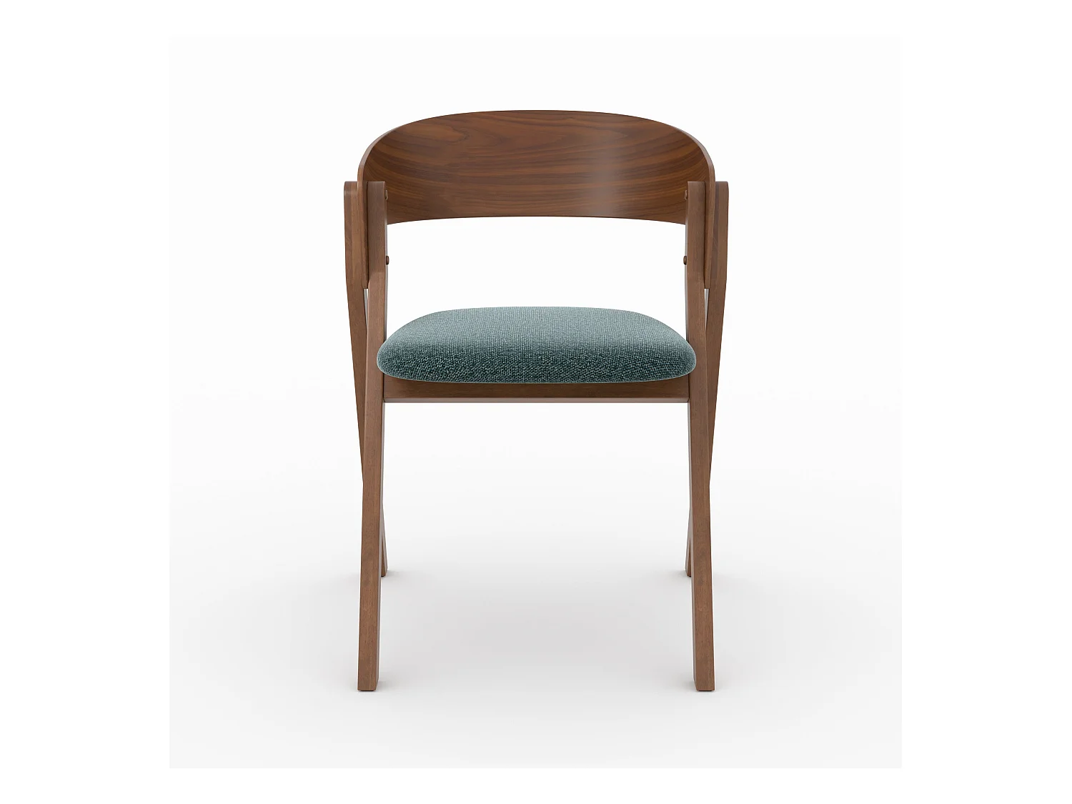 Silla de madera hevea y tela verde jaspeada - Héloïse