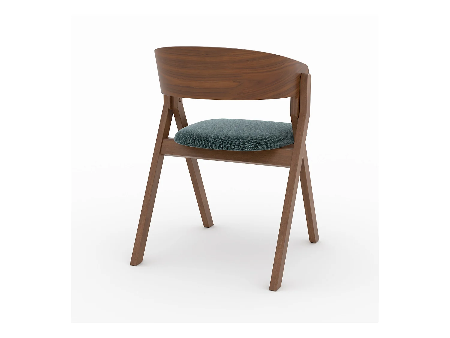 Silla de madera hevea y tela verde jaspeada - Héloïse