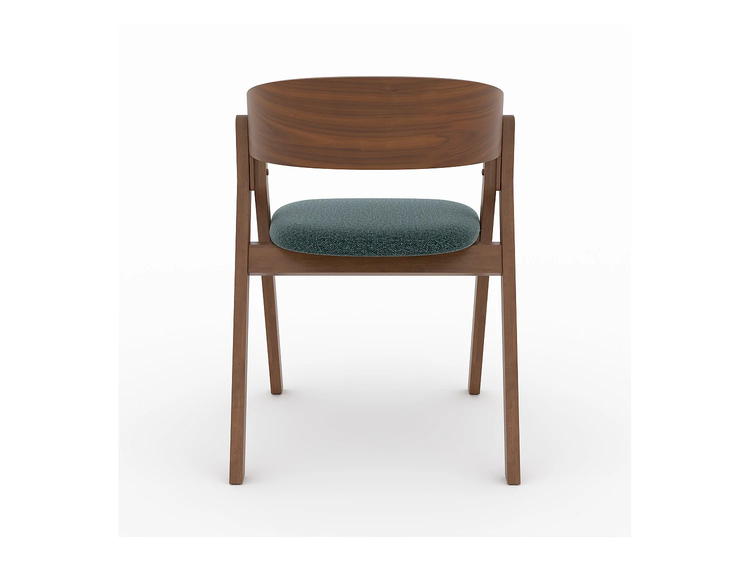 Silla de madera hevea y tela verde jaspeada - Héloïse