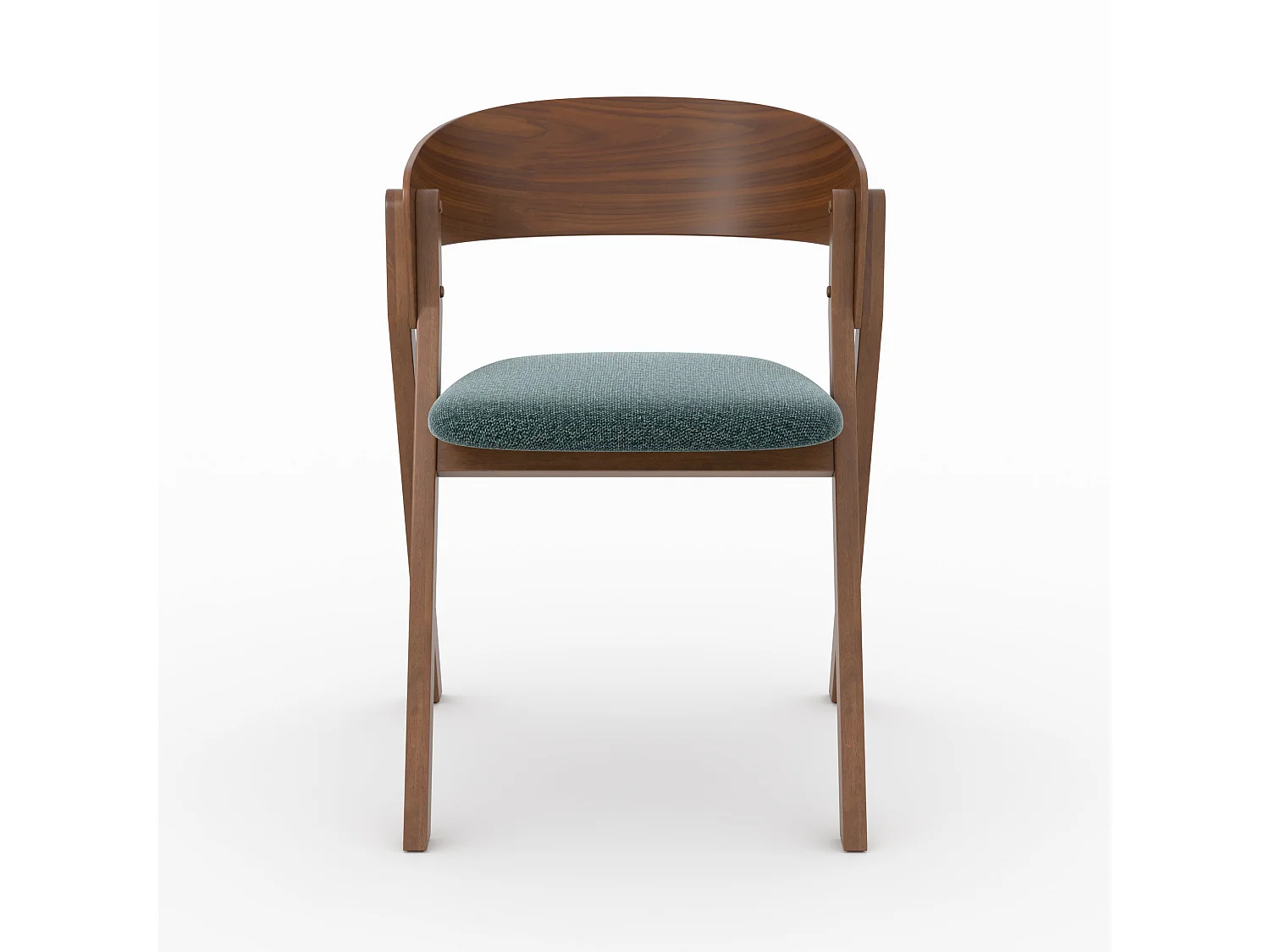 Chaise en bois d'hévéa et tissu vert chiné - Héloïse