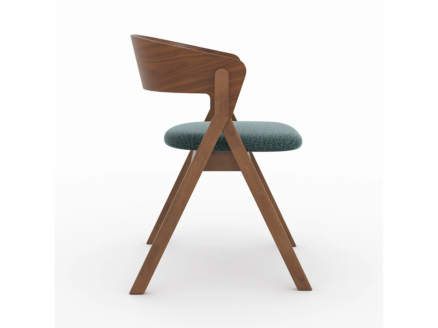 Chaise en bois d'hévéa et tissu vert chiné - Héloïse