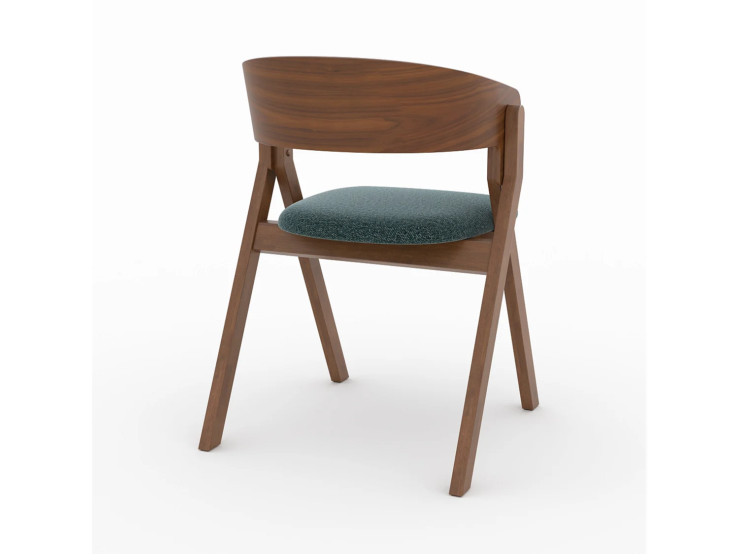 Chaise en bois d'hévéa et tissu vert chiné - Héloïse