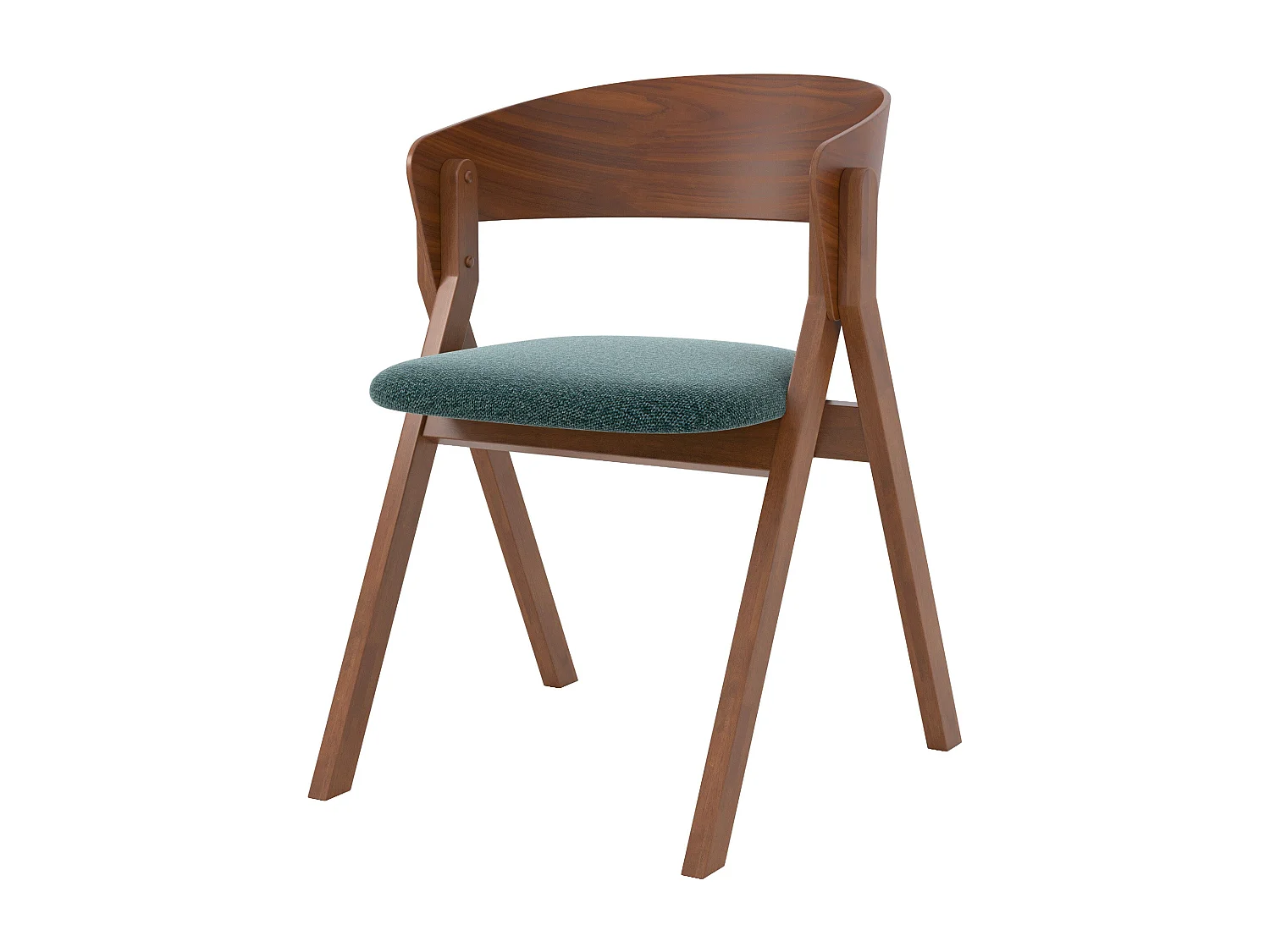 Chaise en bois d'hévéa et tissu vert chiné - Héloïse