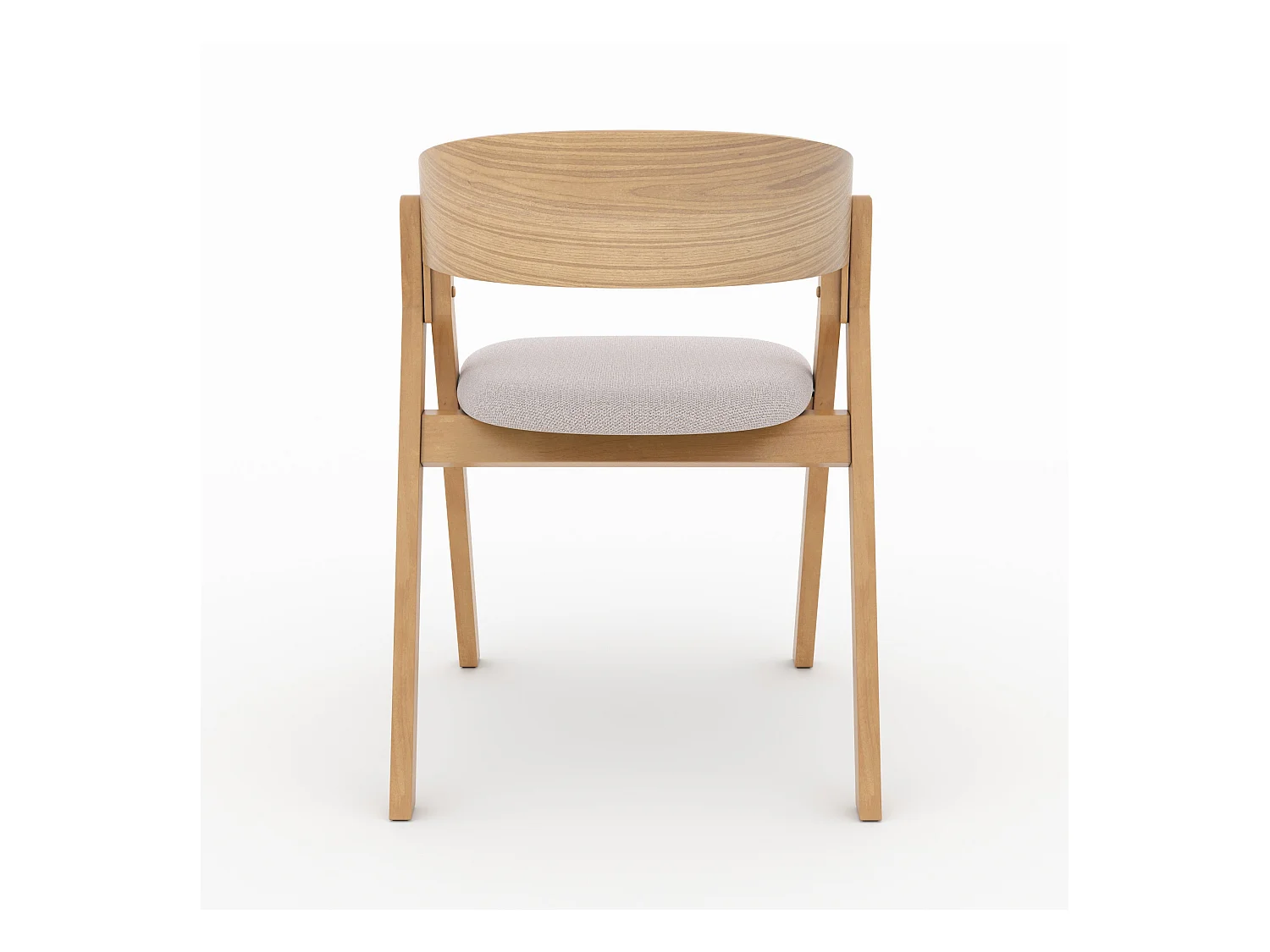 Chaise en bois d'hévéa et tissu beige - Héloïse