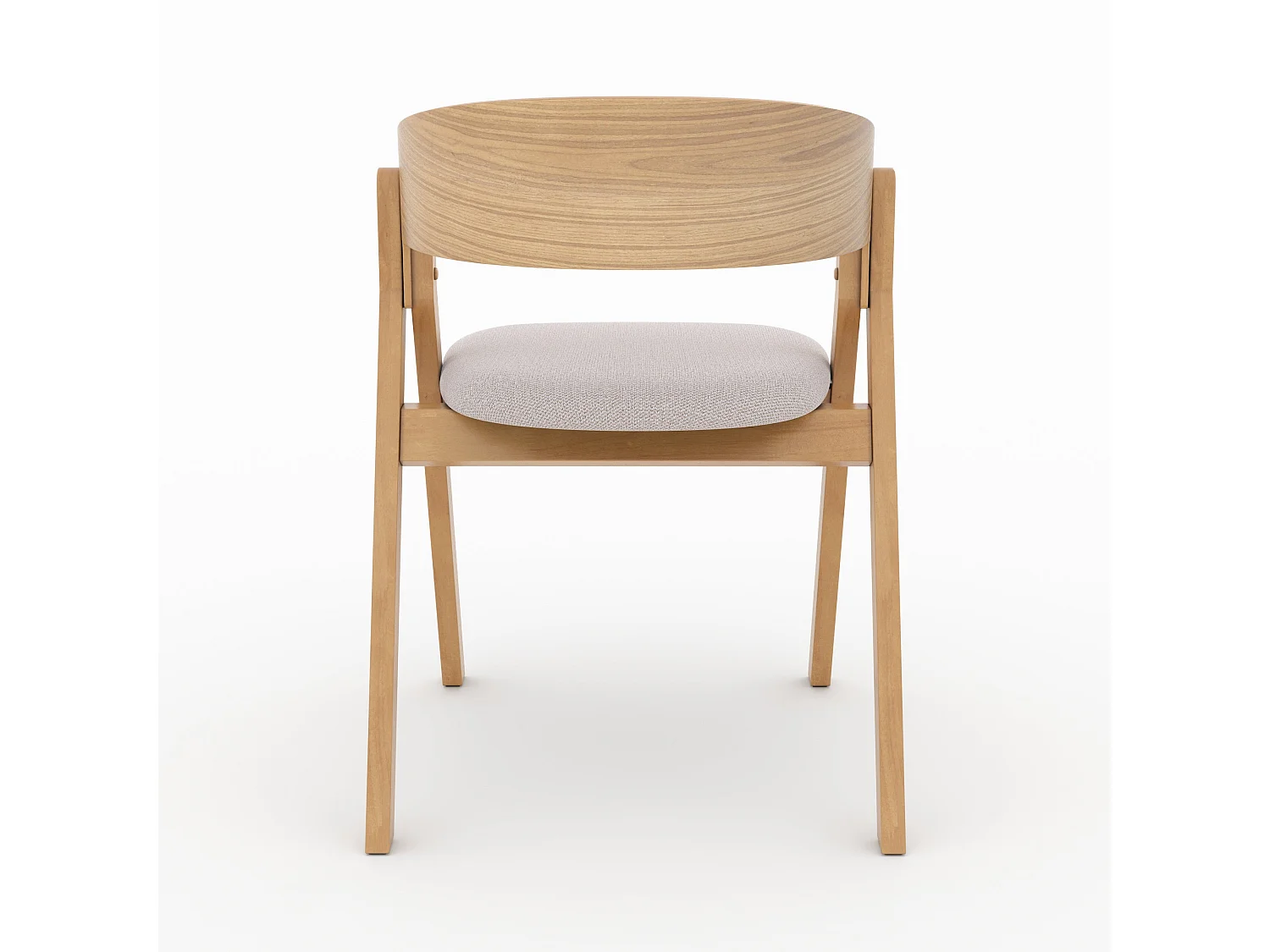 Chaise en bois d'hévéa et tissu beige - Héloïse