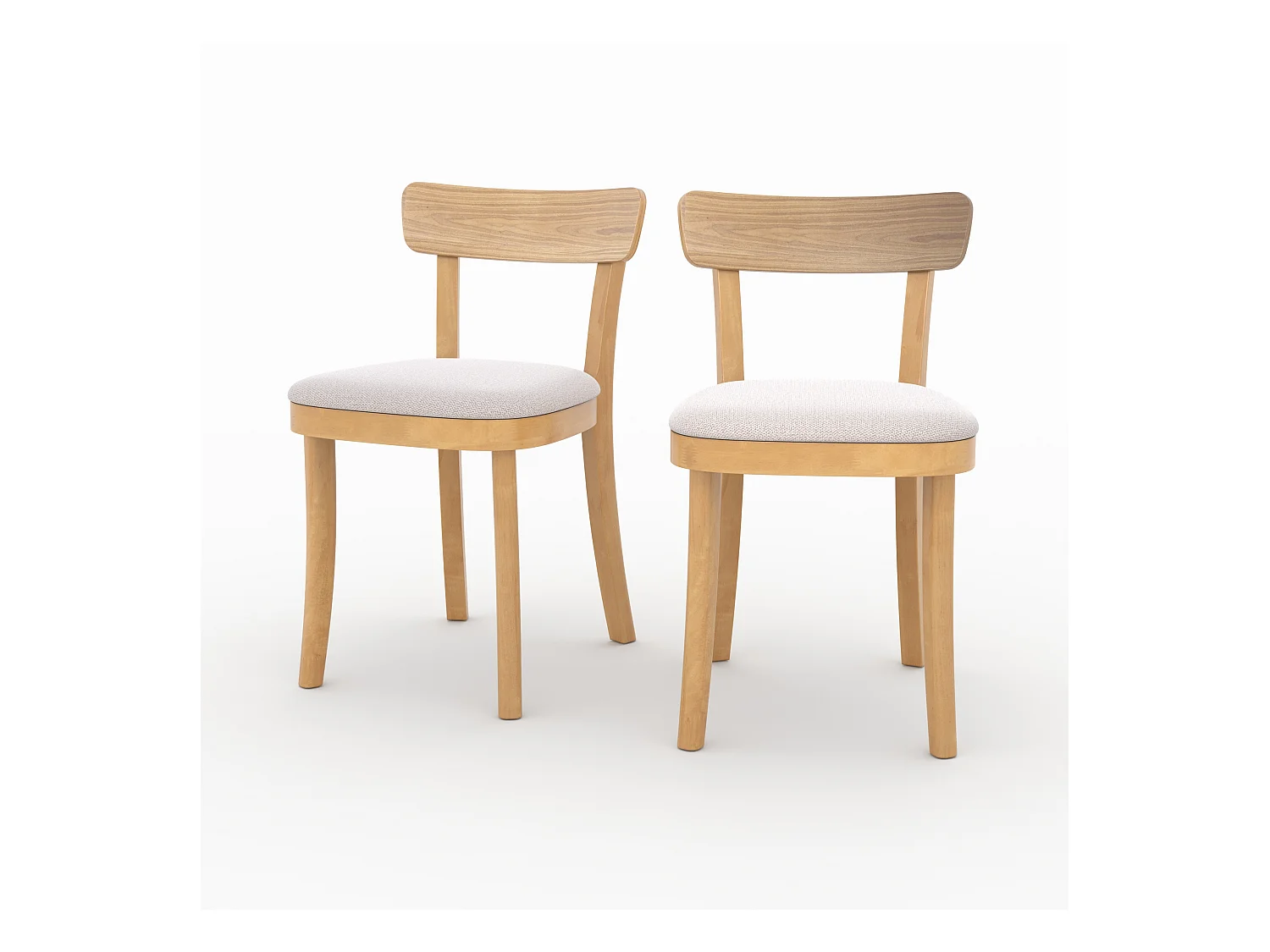 Lot de 2 chaises en bois et tissu beige - Keno