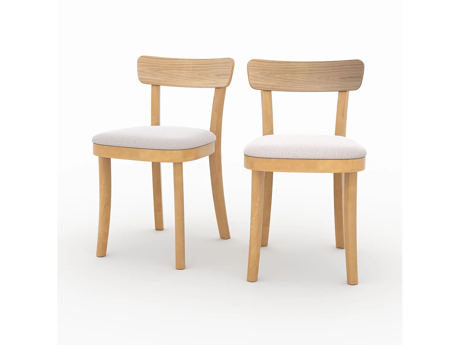Set de 2 sillas de madera y tela beige - Keno