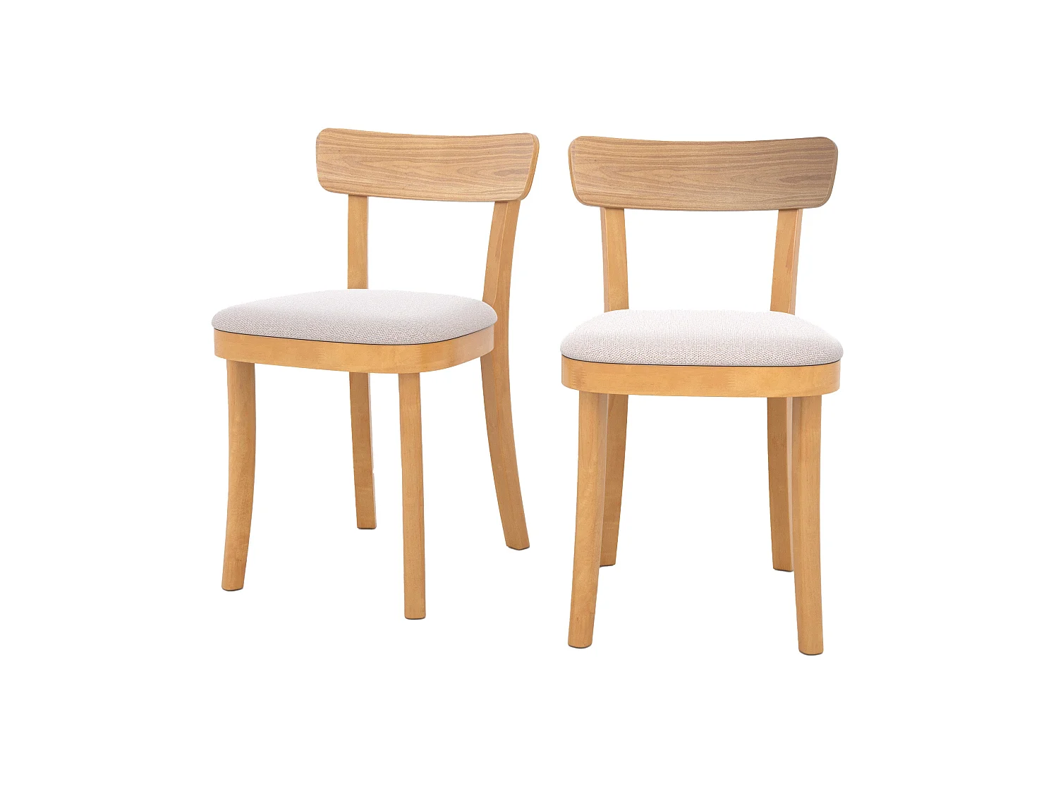 Lot de 2 chaises en bois et tissu beige - Keno