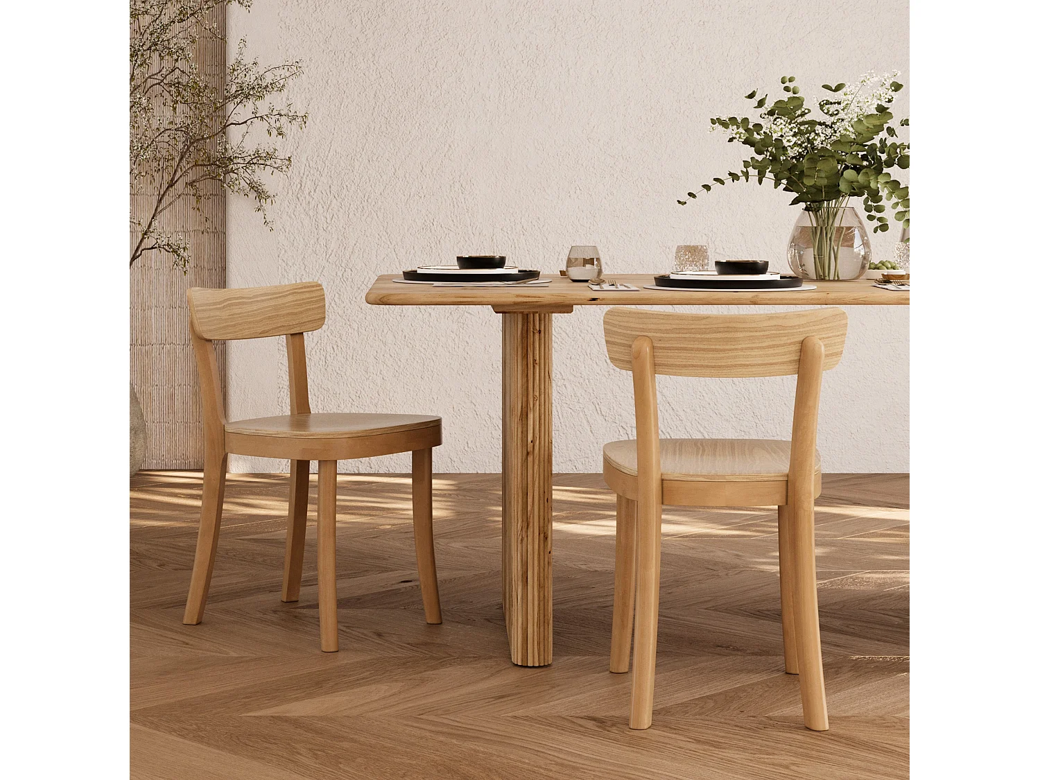 Lot de 2 chaises en bois clair - Keno