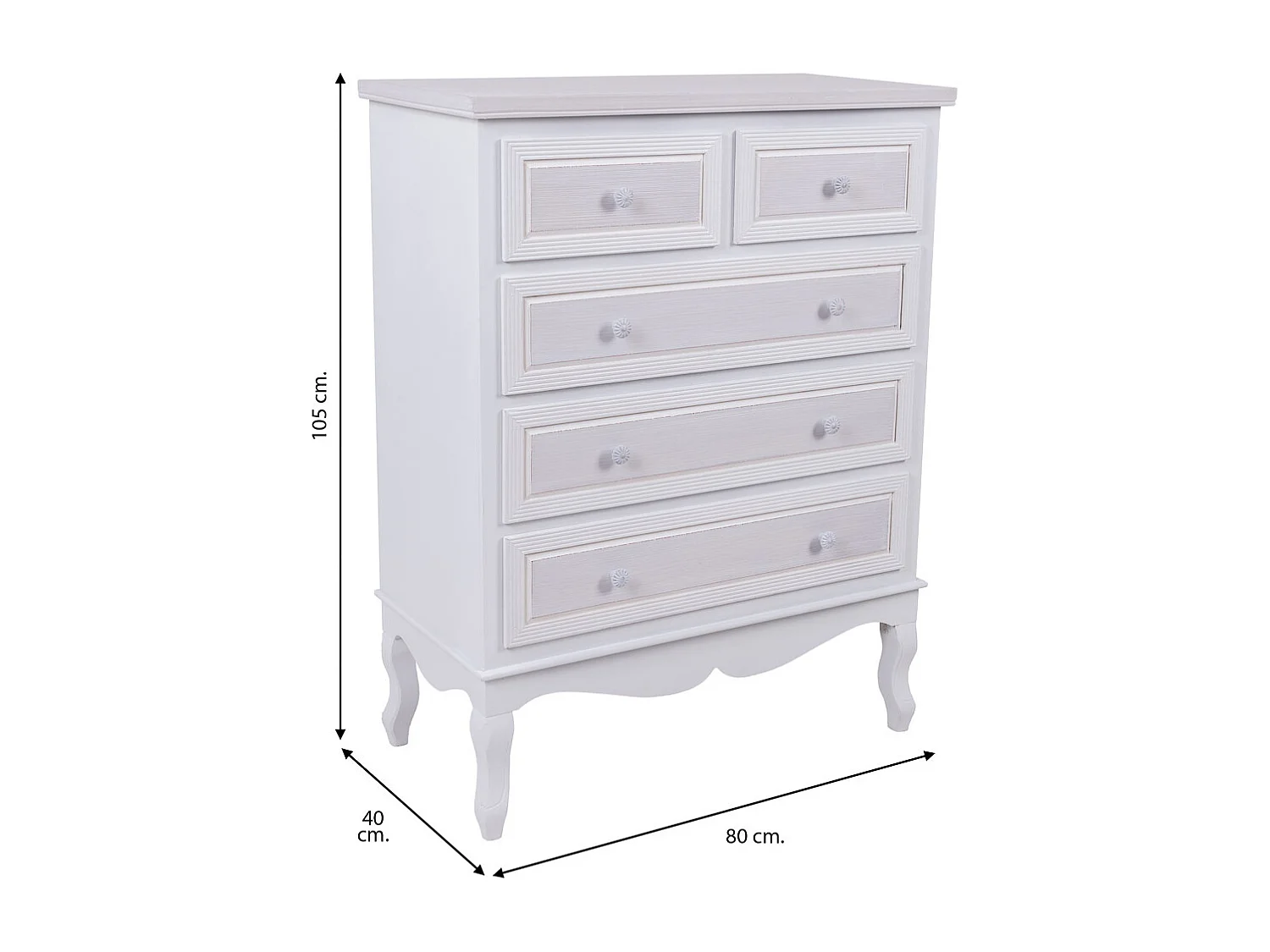 Commode en bois blanche 80x40x105