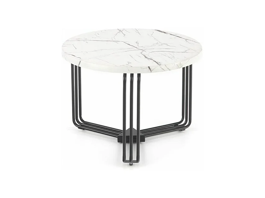 Stolik kawowy ANTICA M 55x55 biały marmur/czarny