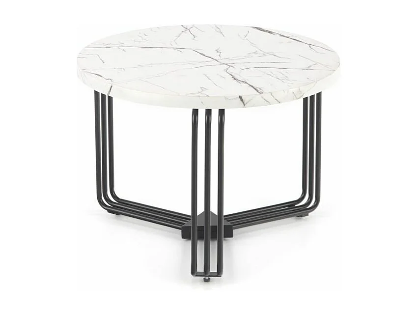 Stolik kawowy ANTICA M 55x55 biały marmur/czarny