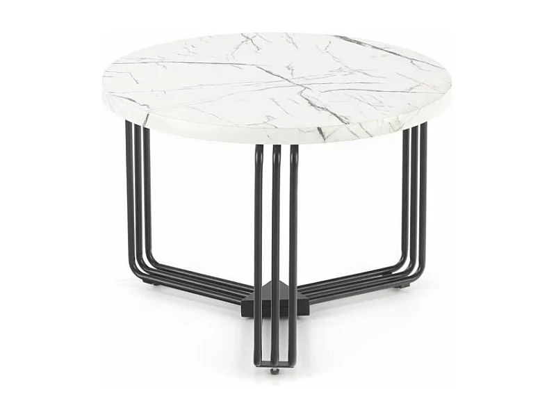 Stolik kawowy ANTICA M 55x55 biały marmur/czarny