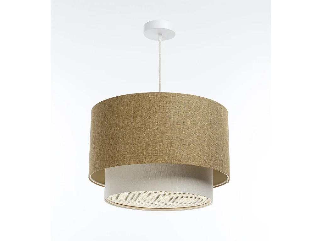 Suspension Duo avec diffuseur en rotin