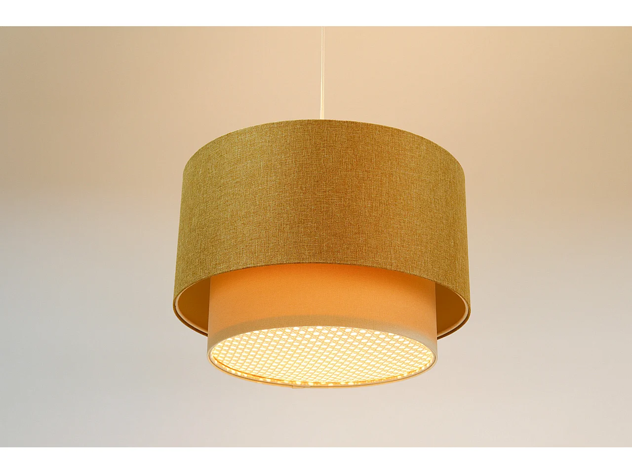 Lampa wisząca ERUTAN DOUBLE RATTAN 60 żółta/kremowa