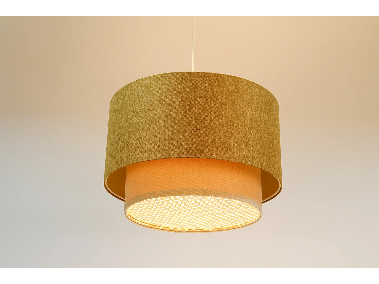 Lampa wisząca ERUTAN DOUBLE RATTAN 60 żółta/kremowa