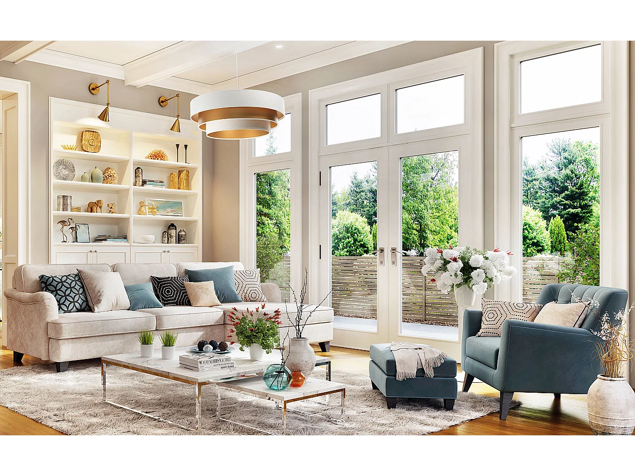 Lampa wisząca TRIO MIX biała/złota