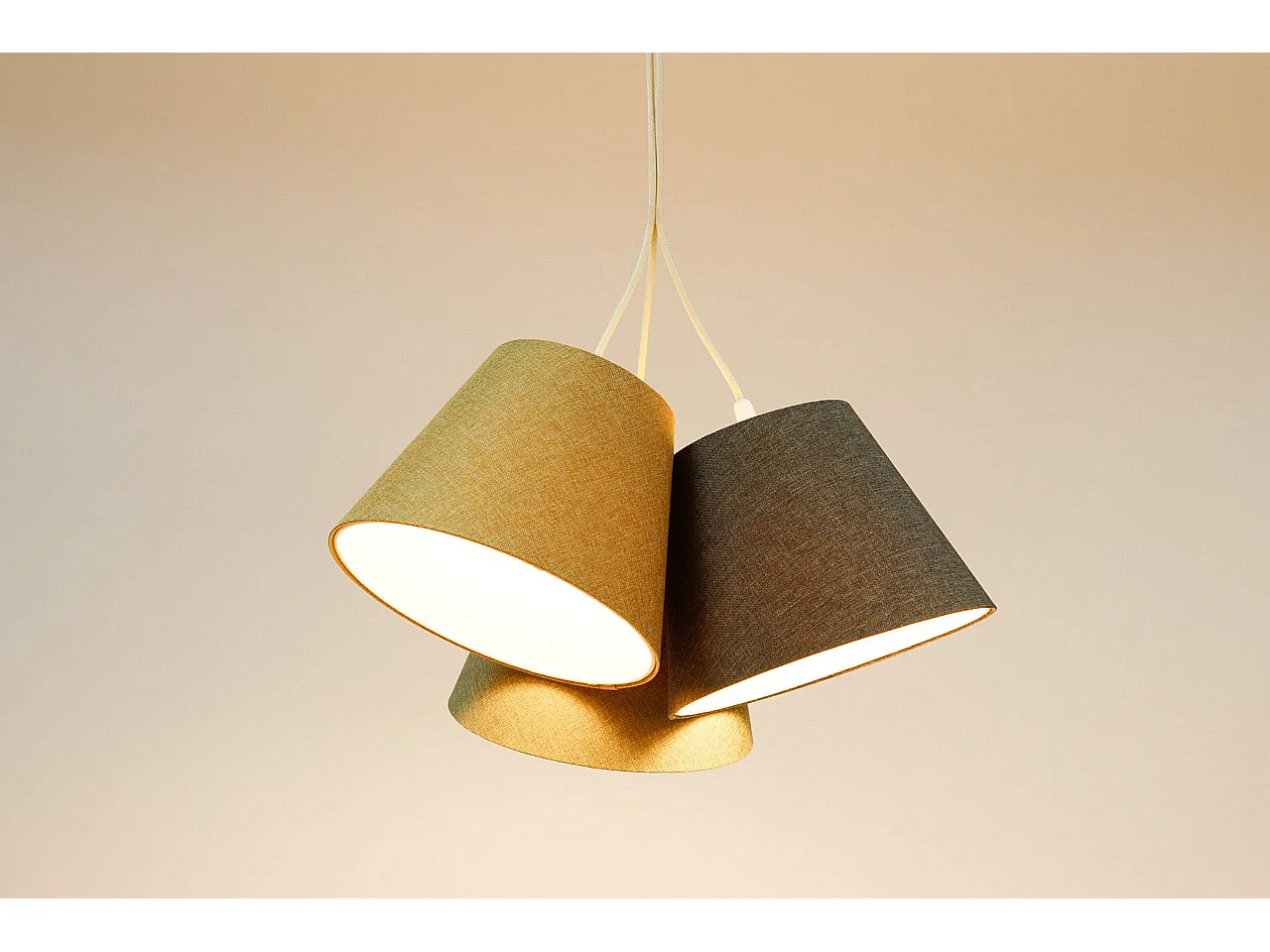 Lampa wisząca ENTURO TRIO żółta/zielona/szara