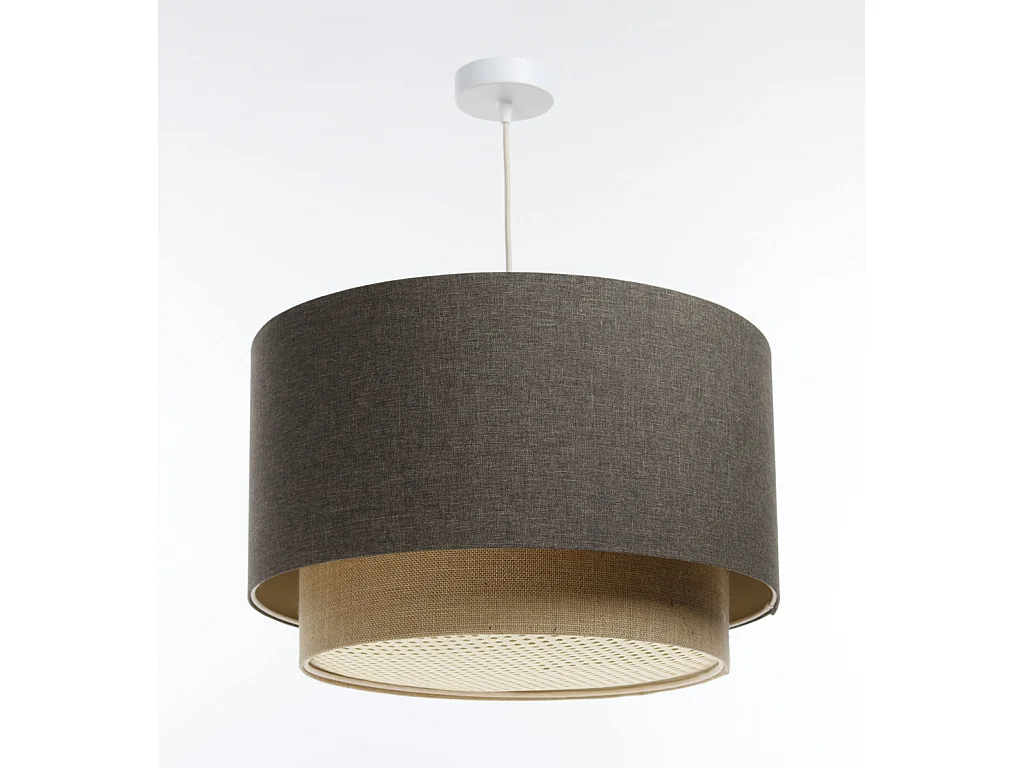 Lampa wisząca ERUTAN DOUBLE RATTAN 50 szara/beżowa