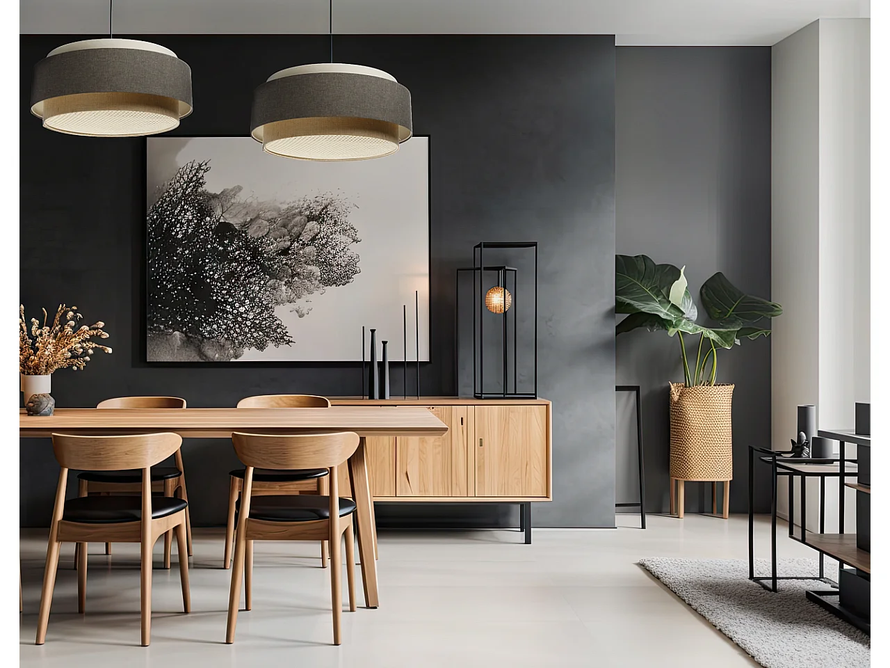 Lampa wisząca ERUTAN DUDU RATTAN kremowa/szara/beżowa