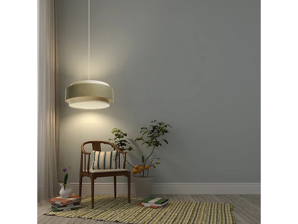 Lampa wisząca ERUTAN DUDU RATTAN kremowa/zielona