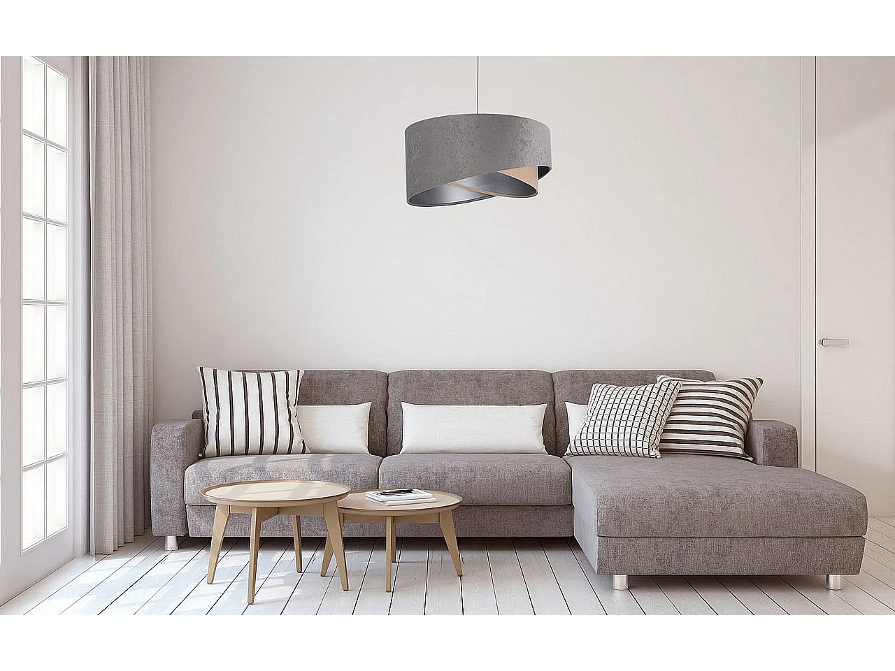 Lampa wisząca SILVERY szara/beżowa/srebrna