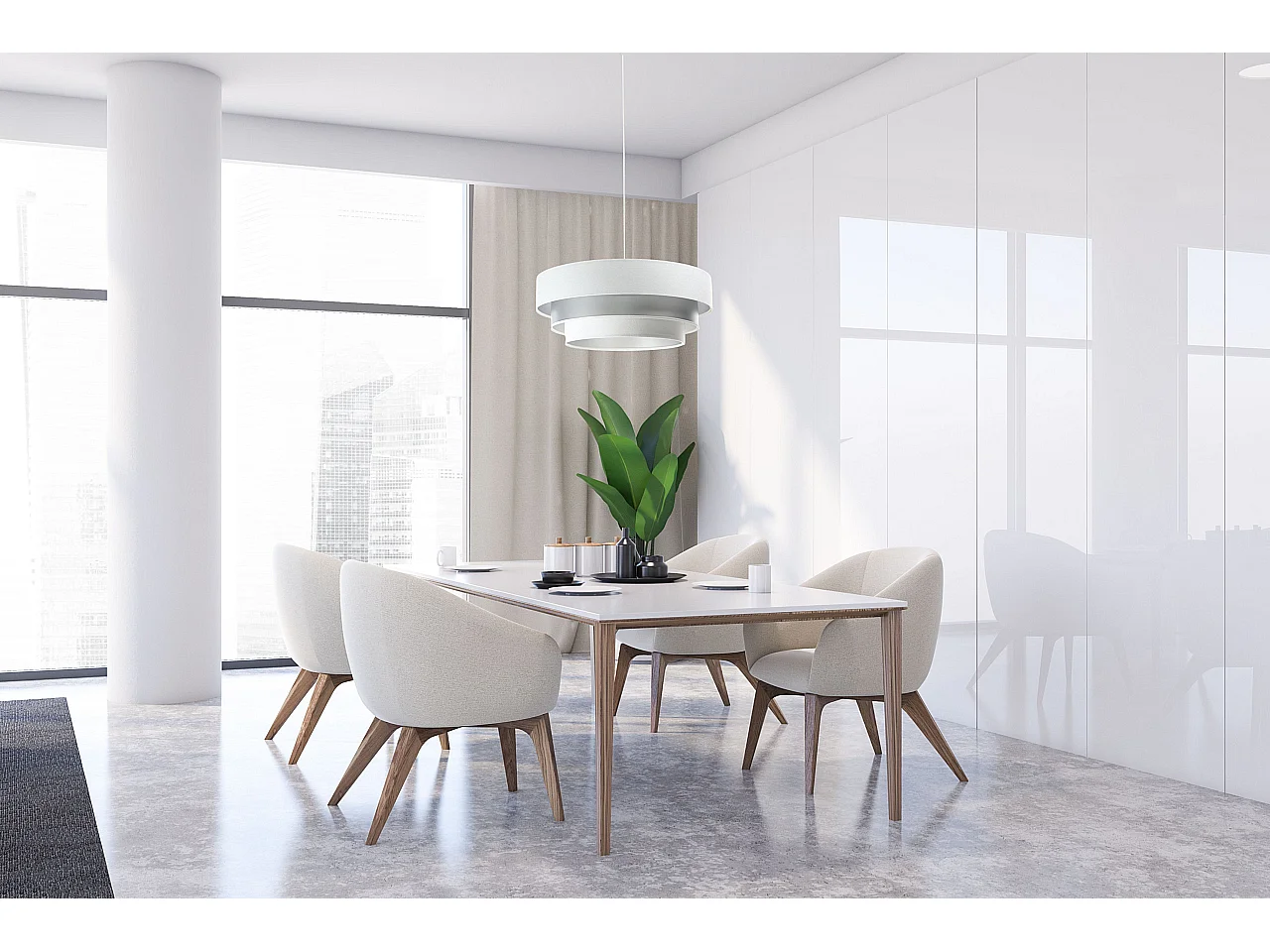 Lampa wisząca TRIO MIX biała/srebrna