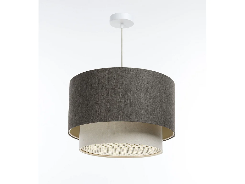 Lampa wisząca ERUTAN DOUBLE RATTAN 60 szara/kremowa