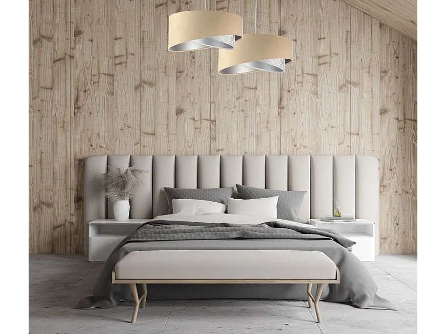 Lampa wisząca ALBIT beżowa/srebrna