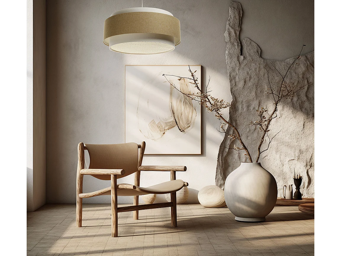 Lampa wisząca ERUTAN DUDU RATTAN kremowa/żółta